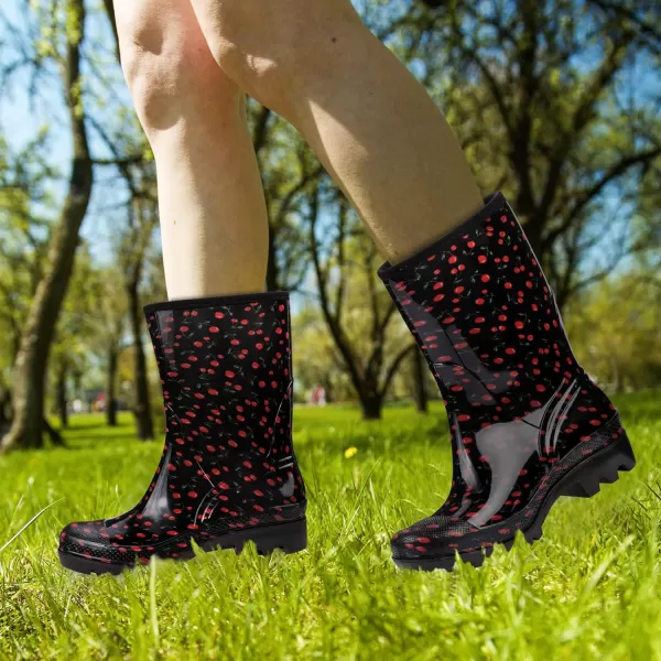 DKSUKO Waterproof Womens Rain Boots insulated,Lightweight Rubber fashion Wellies in Gardening,Warm and Comfortable Wide Calf Rain Boots with Glossy in Outdoor