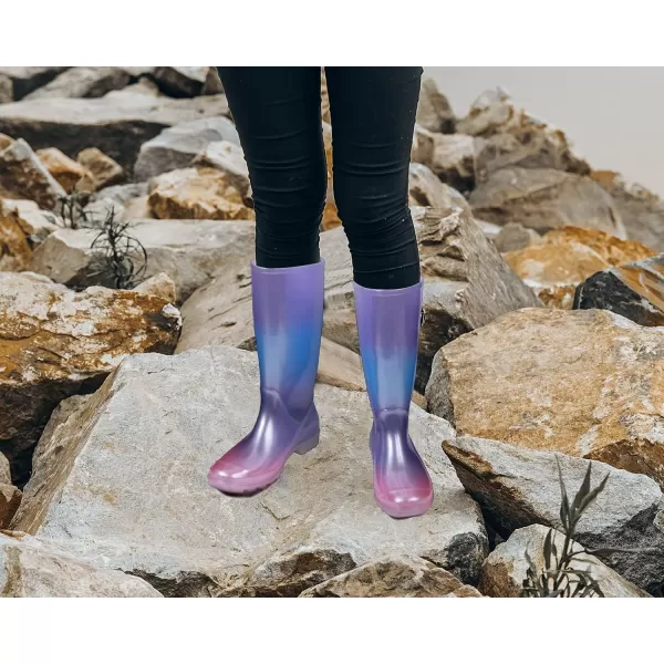 DKSUKO Waterproof Womens Rain Boots insulated,Lightweight Rubber fashion Wellies in Gardening,Warm and Comfortable Wide Calf Rain Boots with Glossy in Outdoor