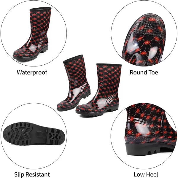 DKSUKO Waterproof Womens Rain Boots insulated,Lightweight Rubber fashion Wellies in Gardening,Warm and Comfortable Wide Calf Rain Boots with Glossy in Outdoor