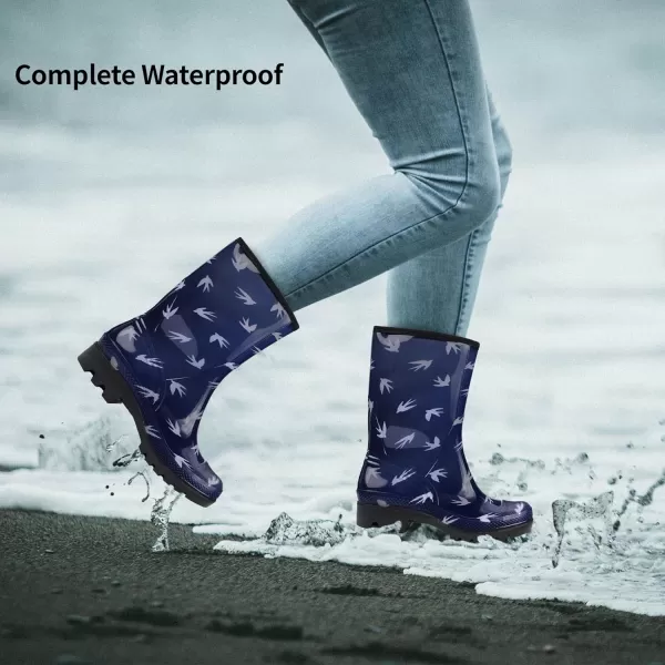 DKSUKO Waterproof Womens Rain Boots insulated,Lightweight Rubber fashion Wellies in Gardening,Warm and Comfortable Wide Calf Rain Boots with Glossy in Outdoor