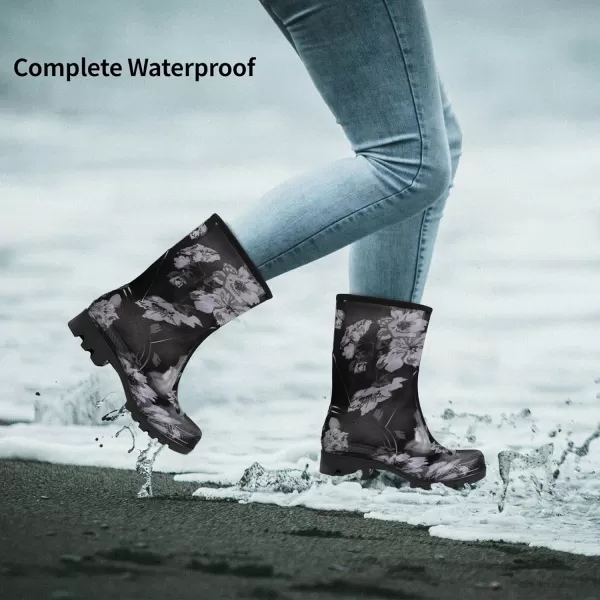 DKSUKO Waterproof Womens Rain Boots insulated,Lightweight Rubber fashion Wellies in Gardening,Warm and Comfortable Wide Calf Rain Boots with Glossy in Outdoor