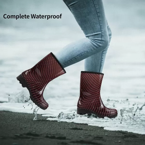 DKSUKO Waterproof Womens Rain Boots insulated,Lightweight Rubber fashion Wellies in Gardening,Warm and Comfortable Wide Calf Rain Boots with Glossy in Outdoor