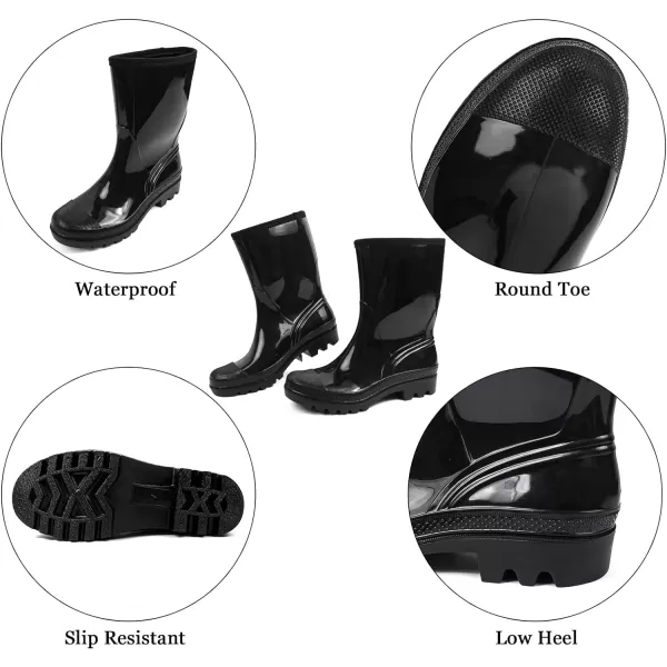 DKSUKO Waterproof Womens Rain Boots insulated,Lightweight Rubber fashion Wellies in Gardening,Warm and Comfortable Wide Calf Rain Boots with Glossy in Outdoor