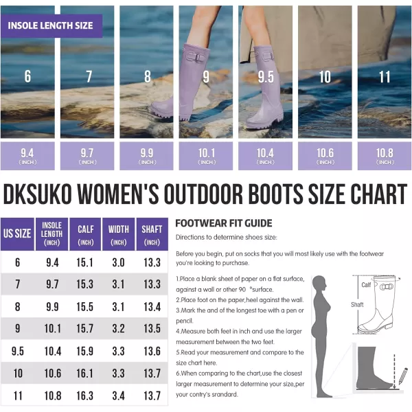 DKSUKO Waterproof Womens Rain Boots insulated,Lightweight Rubber fashion Wellies in Gardening,Warm and Comfortable Wide Calf Rain Boots with Glossy in Outdoor