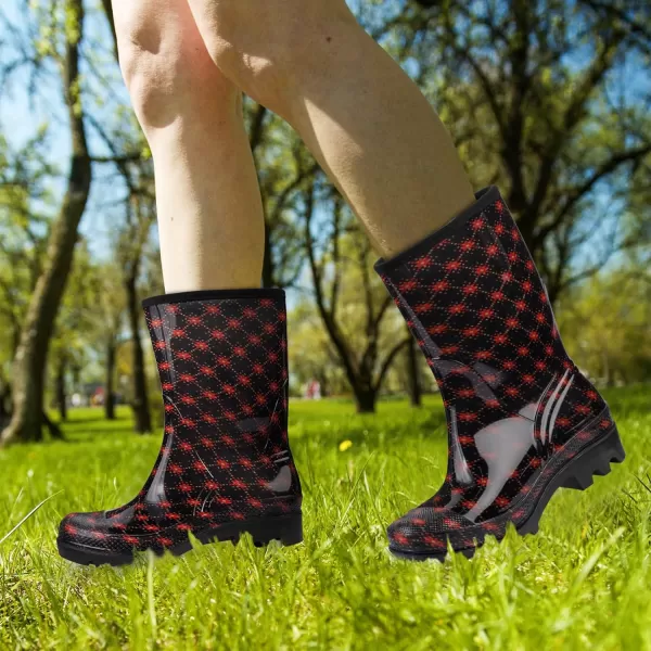 DKSUKO Waterproof Womens Rain Boots insulated,Lightweight Rubber fashion Wellies in Gardening,Warm and Comfortable Wide Calf Rain Boots with Glossy in Outdoor