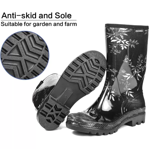 DKSUKO Waterproof Womens Rain Boots insulated,Lightweight Rubber fashion Wellies in Gardening,Warm and Comfortable Wide Calf Rain Boots with Glossy in Outdoor