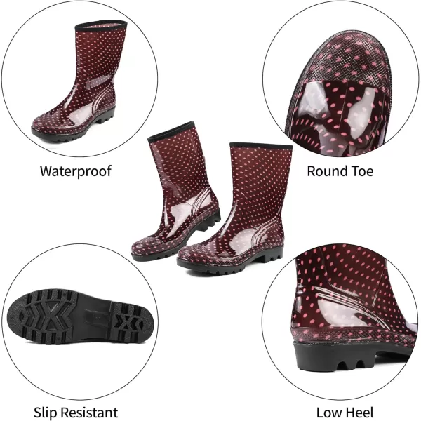 DKSUKO Waterproof Womens Rain Boots insulated,Lightweight Rubber fashion Wellies in Gardening,Warm and Comfortable Wide Calf Rain Boots with Glossy in Outdoor