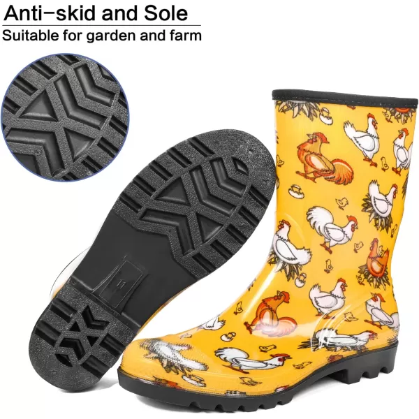 DKSUKO Waterproof Womens Rain Boots insulated,Lightweight Rubber fashion Wellies in Gardening,Warm and Comfortable Wide Calf Rain Boots with Glossy in Outdoor