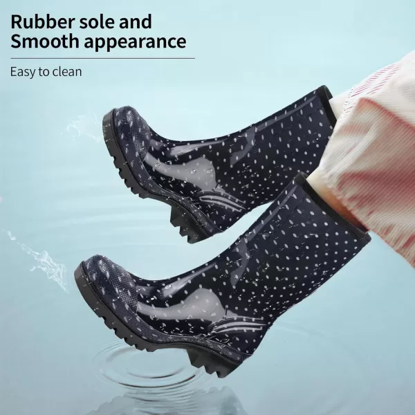 DKSUKO Waterproof Womens Rain Boots insulated,Lightweight Rubber fashion Wellies in Gardening,Warm and Comfortable Wide Calf Rain Boots with Glossy in Outdoor