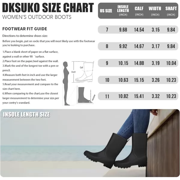 DKSUKO Waterproof Womens Rain Boots insulated,Lightweight Rubber fashion Wellies in Gardening,Warm and Comfortable Wide Calf Rain Boots with Glossy in Outdoor