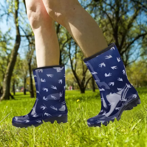 DKSUKO Waterproof Womens Rain Boots insulated,Lightweight Rubber fashion Wellies in Gardening,Warm and Comfortable Wide Calf Rain Boots with Glossy in Outdoor