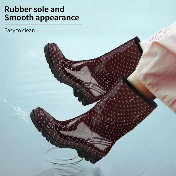 DKSUKO Waterproof Womens Rain Boots insulated,Lightweight Rubber fashion Wellies in Gardening,Warm and Comfortable Wide Calf Rain Boots with Glossy in Outdoor