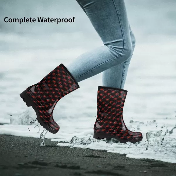 DKSUKO Waterproof Womens Rain Boots insulated,Lightweight Rubber fashion Wellies in Gardening,Warm and Comfortable Wide Calf Rain Boots with Glossy in Outdoor