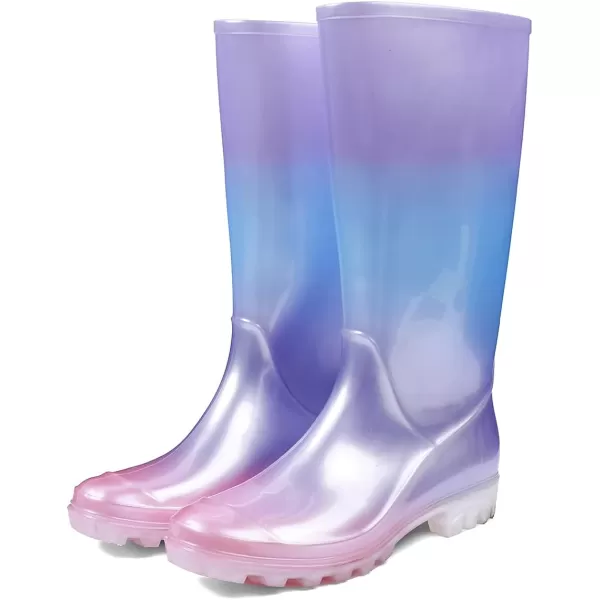 DKSUKO Waterproof Womens Rain Boots insulated,Lightweight Rubber fashion Wellies in Gardening,Warm and Comfortable Wide Calf Rain Boots with Glossy in Outdoor