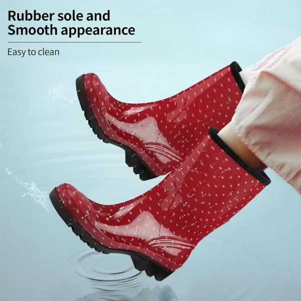 DKSUKO Waterproof Womens Rain Boots insulated,Lightweight Rubber fashion Wellies in Gardening,Warm and Comfortable Wide Calf Rain Boots with Glossy in Outdoor