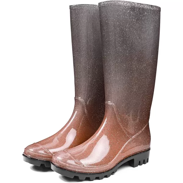 DKSUKO Waterproof Womens Rain Boots insulated,Lightweight Rubber fashion Wellies in Gardening,Warm and Comfortable Wide Calf Rain Boots with Glossy in Outdoor