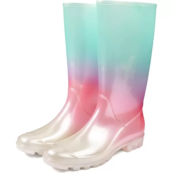 DKSUKO Waterproof Womens Rain Boots insulated,Lightweight Rubber fashion Wellies in Gardening,Warm and Comfortable Wide Calf Rain Boots with Glossy in Outdoor