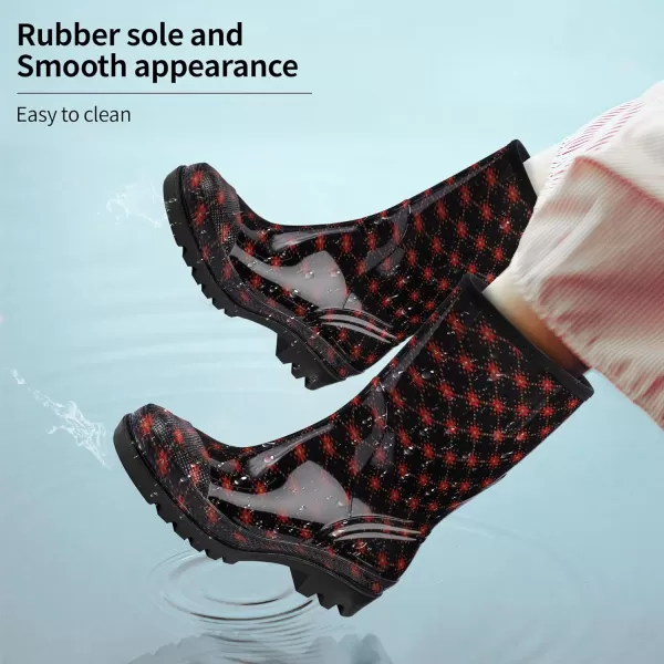 DKSUKO Waterproof Womens Rain Boots insulated,Lightweight Rubber fashion Wellies in Gardening,Warm and Comfortable Wide Calf Rain Boots with Glossy in Outdoor