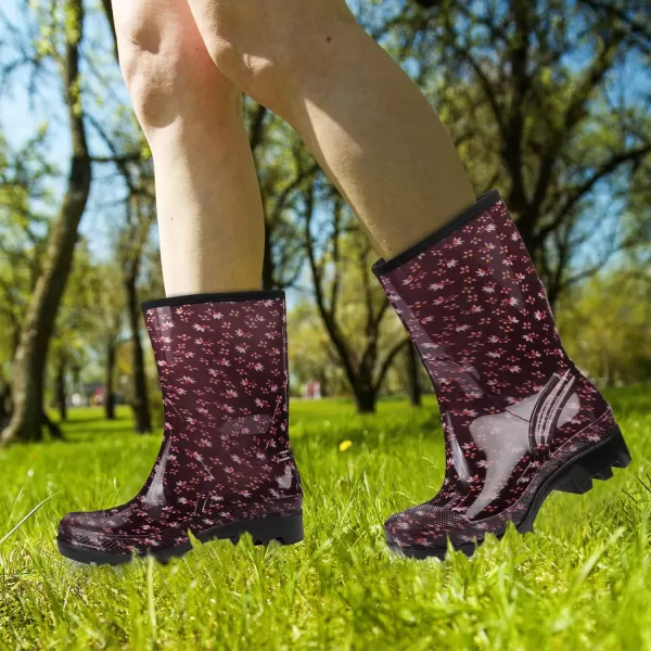 DKSUKO Waterproof Womens Rain Boots insulated,Lightweight Rubber fashion Wellies in Gardening,Warm and Comfortable Wide Calf Rain Boots with Glossy in Outdoor