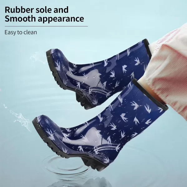 DKSUKO Waterproof Womens Rain Boots insulated,Lightweight Rubber fashion Wellies in Gardening,Warm and Comfortable Wide Calf Rain Boots with Glossy in Outdoor