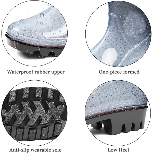 DKSUKO Waterproof Womens Rain Boots insulated,Lightweight Rubber fashion Wellies in Gardening,Warm and Comfortable Wide Calf Rain Boots with Glossy in Outdoor