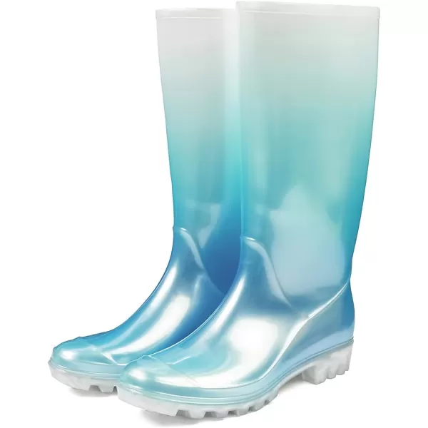DKSUKO Waterproof Womens Rain Boots insulated,Lightweight Rubber fashion Wellies in Gardening,Warm and Comfortable Wide Calf Rain Boots with Glossy in Outdoor