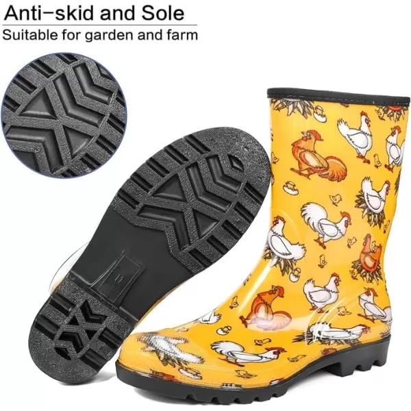 DKSUKO Waterproof Womens Rain Boots insulated,Lightweight Rubber fashion Wellies in Gardening,Warm and Comfortable Wide Calf Rain Boots with Glossy in Outdoor