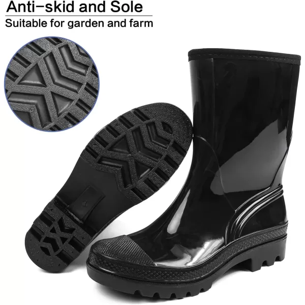 DKSUKO Waterproof Womens Rain Boots insulated,Lightweight Rubber fashion Wellies in Gardening,Warm and Comfortable Wide Calf Rain Boots with Glossy in Outdoor