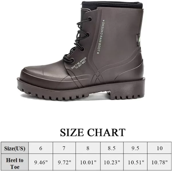 DKSUKO Women's Rain Boots Waterproof High Top Rain Shoes with Lace Up Anti-Slip Garden Shoes