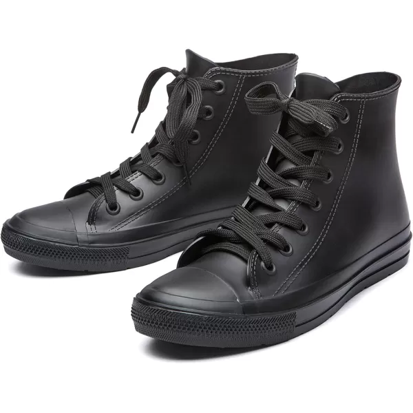 DKSUKO Women's Rain Boots Waterproof High Top Rain Shoes with Lace Up Anti-Slip Garden Shoes