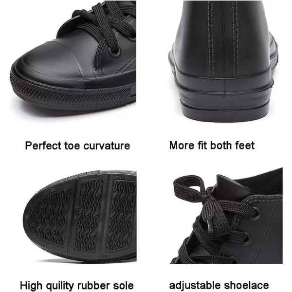 DKSUKO Women's Rain Boots Waterproof High Top Rain Shoes with Lace Up Anti-Slip Garden Shoes