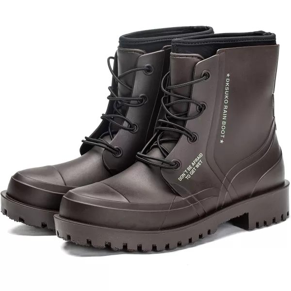 DKSUKO Women's Rain Boots Waterproof High Top Rain Shoes with Lace Up Anti-Slip Garden Shoes