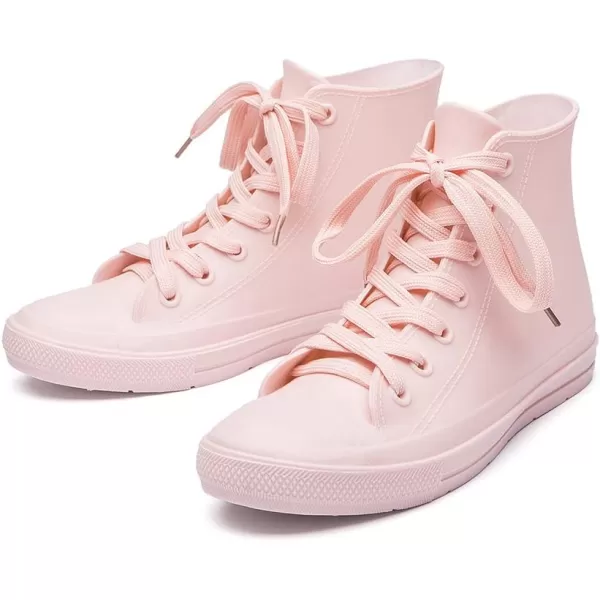 DKSUKO Women's Rain Boots Waterproof High Top Rain Shoes with Lace Up Anti-Slip Garden Shoes