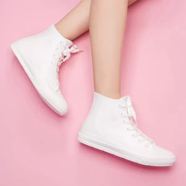 DKSUKO Women's Rain Boots Waterproof High Top Rain Shoes with Lace Up Anti-Slip Garden Shoes