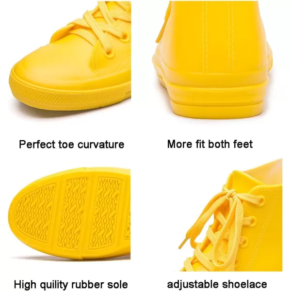 DKSUKO Women's Rain Boots Waterproof High Top Rain Shoes with Lace Up Anti-Slip Garden Shoes