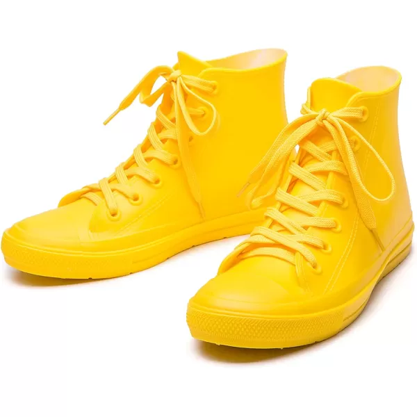 DKSUKO Women's Rain Boots Waterproof High Top Rain Shoes with Lace Up Anti-Slip Garden Shoes