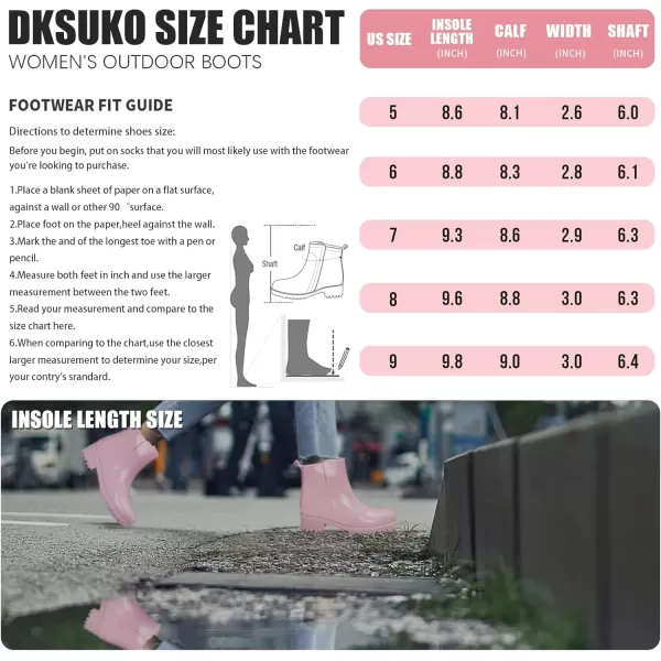 DKSUKO Women's Short Rain Boots Waterproof Ankle Raining Shoes Anti-Slip Garden Boot Rubber Garden Shoes for Ladies Outdoor Work Shoes