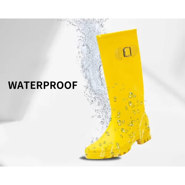 DKSUKO Women's Tall Rain Boots Garden Boots Waterproof Wellington Rubber Boots