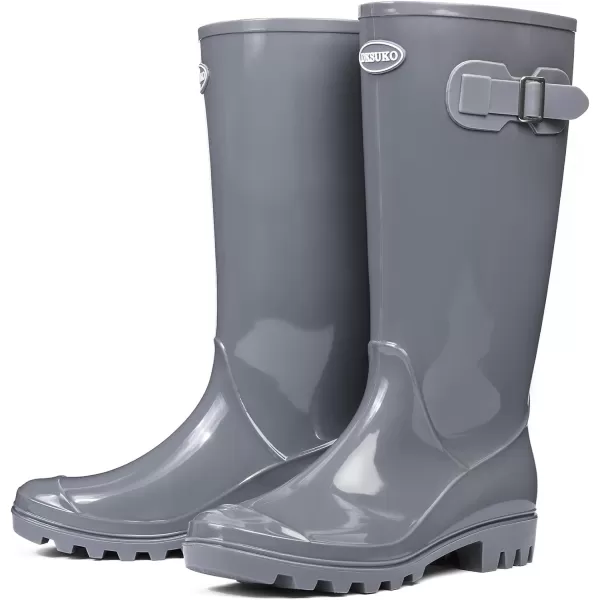 DKSUKO Women's Tall Rain Boots Garden Boots Waterproof Wellington Rubber Boots