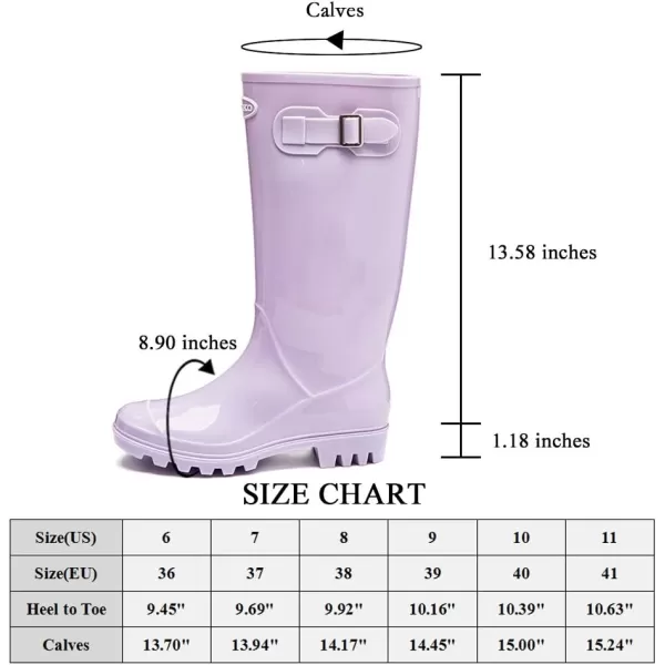 DKSUKO Women's Tall Rain Boots Garden Boots Waterproof Wellington Rubber Boots