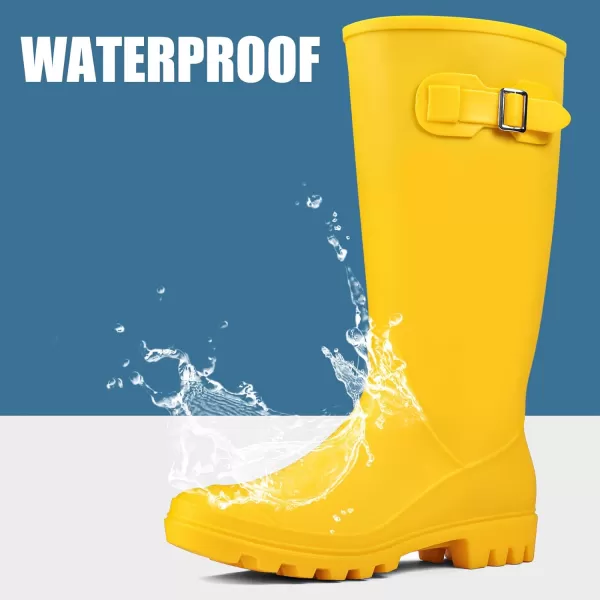 DKSUKO Women's Tall Rain Boots Garden Boots Waterproof Wellington Rubber Boots