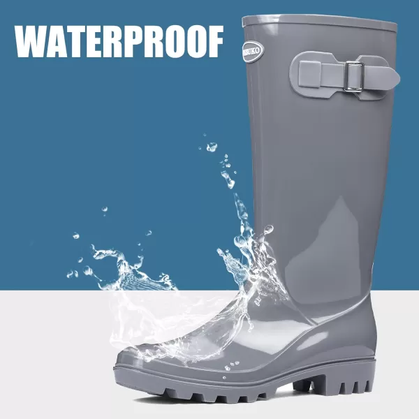 DKSUKO Women's Tall Rain Boots Garden Boots Waterproof Wellington Rubber Boots