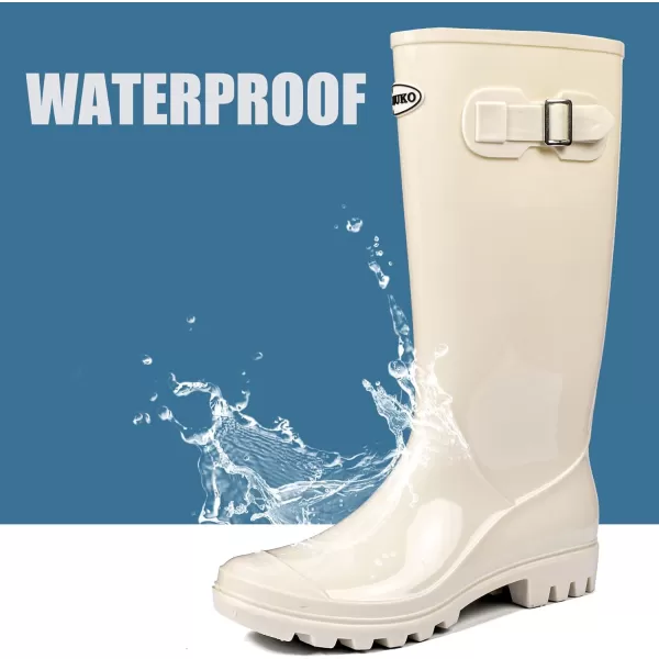 DKSUKO Women's Tall Rain Boots Garden Boots Waterproof Wellington Rubber Boots