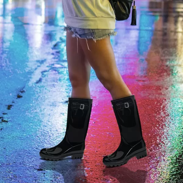 DKSUKO Women's Tall Rain Boots Garden Boots Waterproof Wellington Rubber Boots