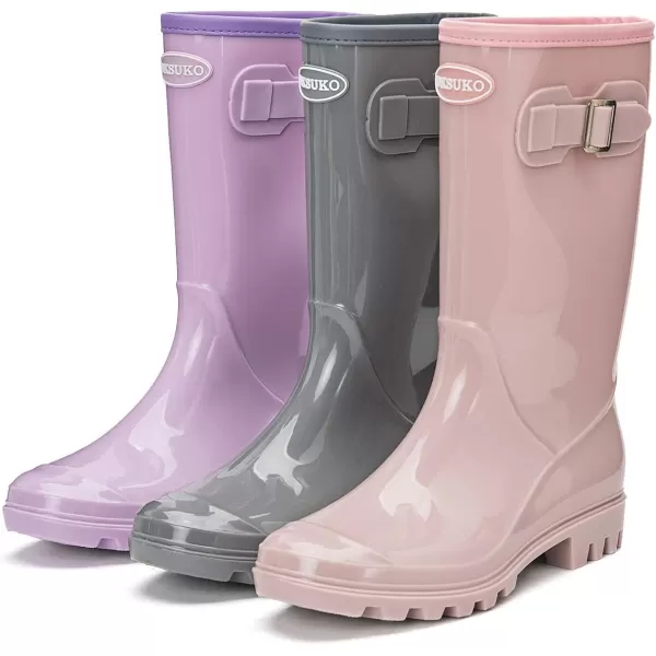 DKSUKO Women's Tall Rain Boots Garden Boots Waterproof Wellington Rubber Boots