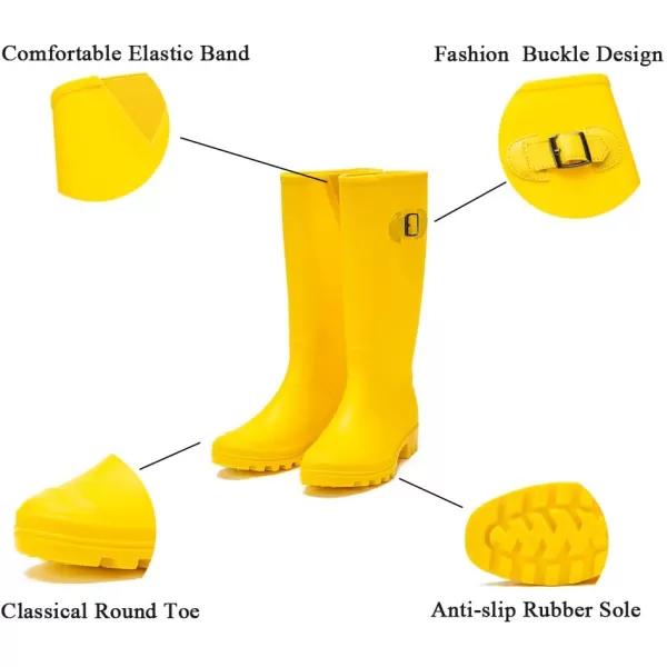 DKSUKO Women's Tall Rain Boots Garden Boots Waterproof Wellington Rubber Boots