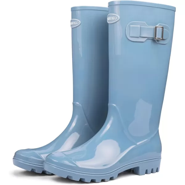 DKSUKO Women's Tall Rain Boots Garden Boots Waterproof Wellington Rubber Boots