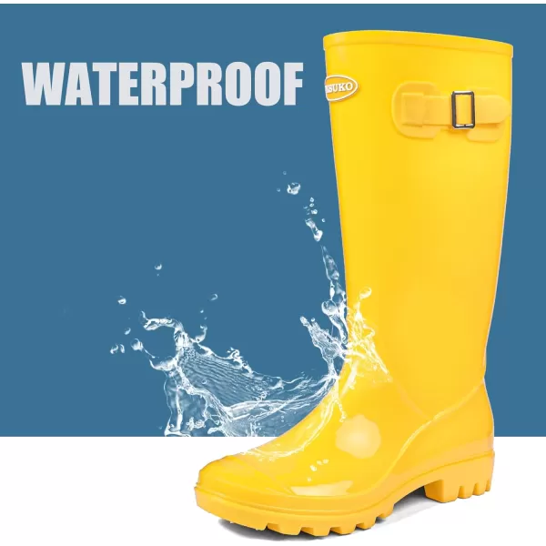 DKSUKO Women's Tall Rain Boots Garden Boots Waterproof Wellington Rubber Boots