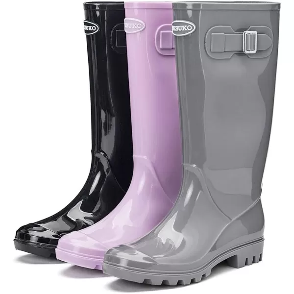 DKSUKO Women's Tall Rain Boots Garden Boots Waterproof Wellington Rubber Boots
