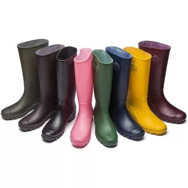 DKSUKO Women's Tall Rain Boots Garden Boots Waterproof Wellington Rubber Boots